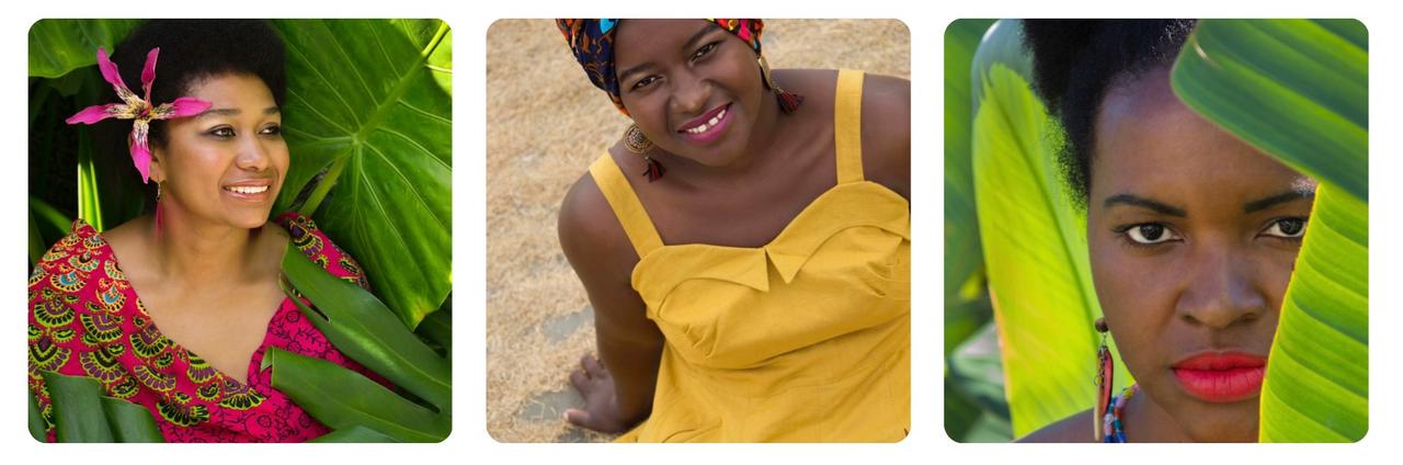 Ganadoras del concurso fotográfico "La ciudad se retrata: historia de mujeres y diversidades".  Quinto lugar: “Afro Yungueñas” (serie de 3). Artista: Vaneza San Martín Medina. Eje temático: Migrantes.