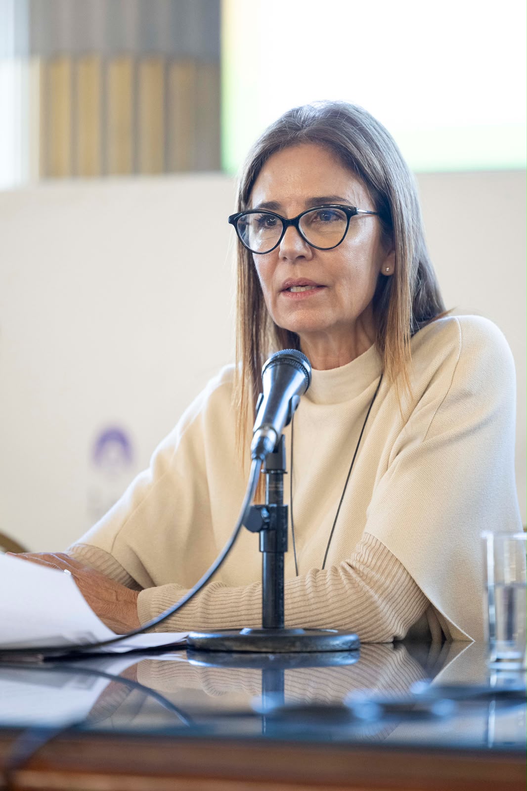 La jueza del TSJ, Marcela De Langhe, durante su participación en el panel  “Justicia Social y Dignidad Humana. Diálogo entre el pensamiento de Francisco y el sistema judicial”.